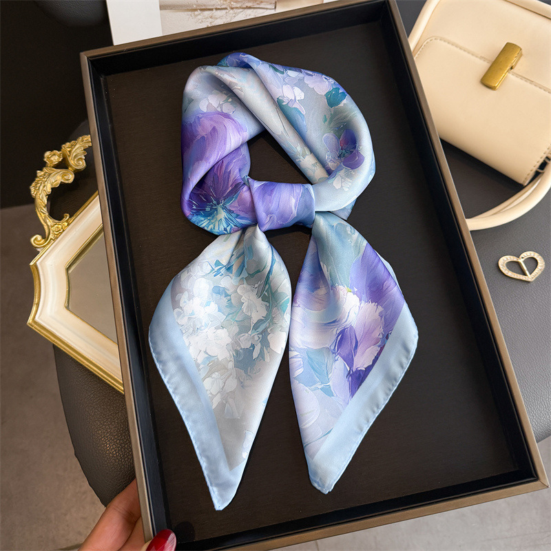Silk Tie Woven - 2026年新作 花柄プリント シルク スクエアスカーフ レディース ヘッドスカーフ