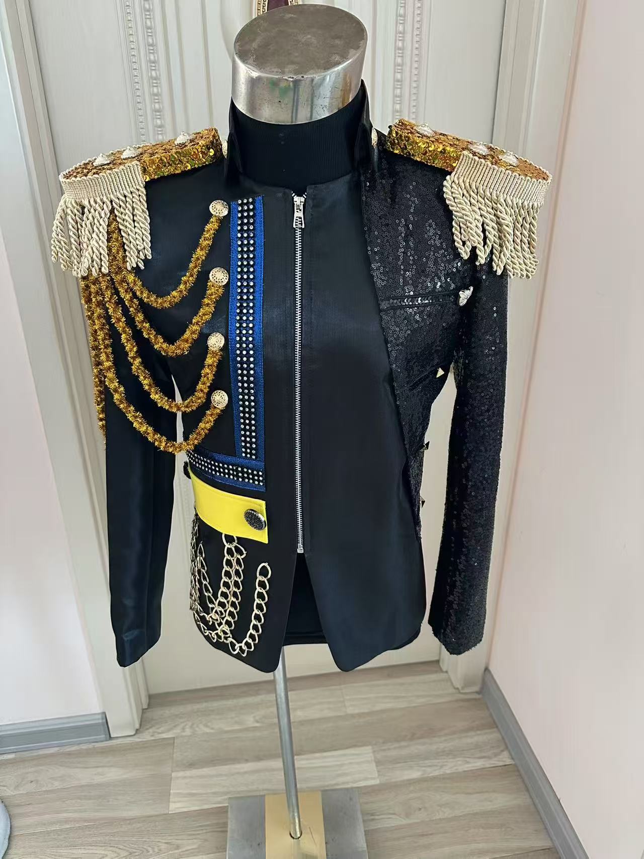 Men Formal Wear For Wedding - 新しい男性タッセルロイヤルジャケットウェディングパーティー宴会フォーマルドレスクラブショーステージパフォーマンス着用