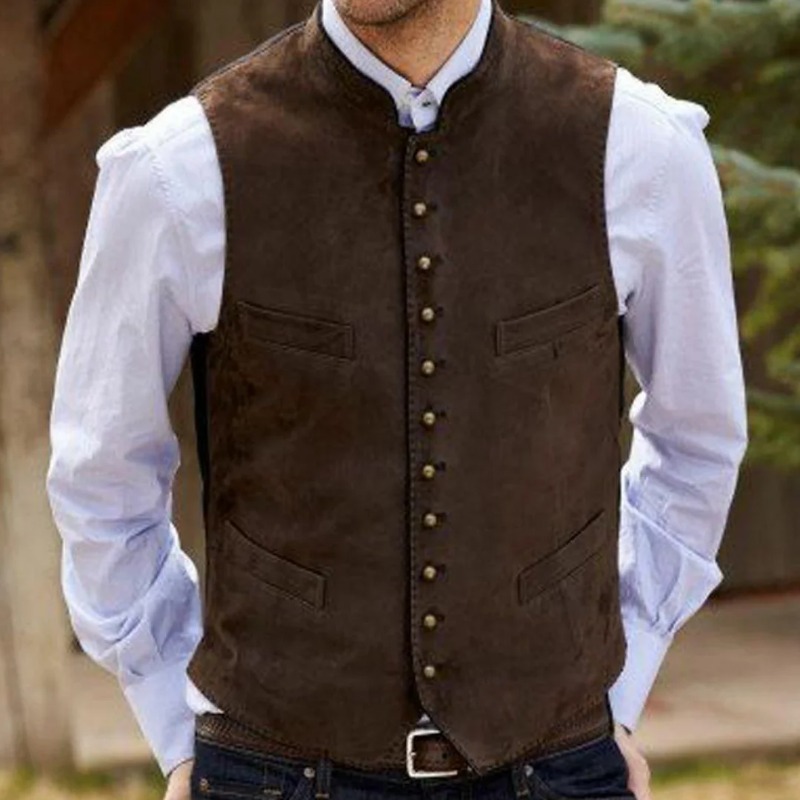 Men Formal Wear Vest - 男性ベストコーヒースエードベルベットシングルボタンチョッキ結婚式誕生日パーティービジネス仕事カジュアル日常男性スーツベスト