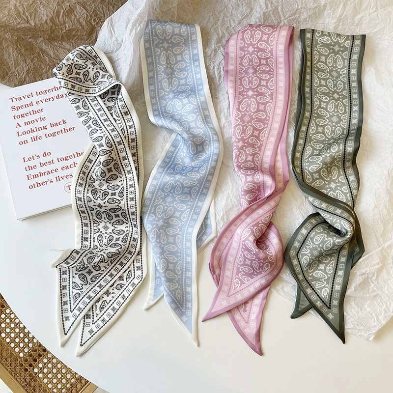Silk Tie Woven - セットシリーズシルクサテンスカーフ女性布ヘアバンド頭飾りアクセサリー女性スカーフリボンネクタイバッグハンドル/4 個
