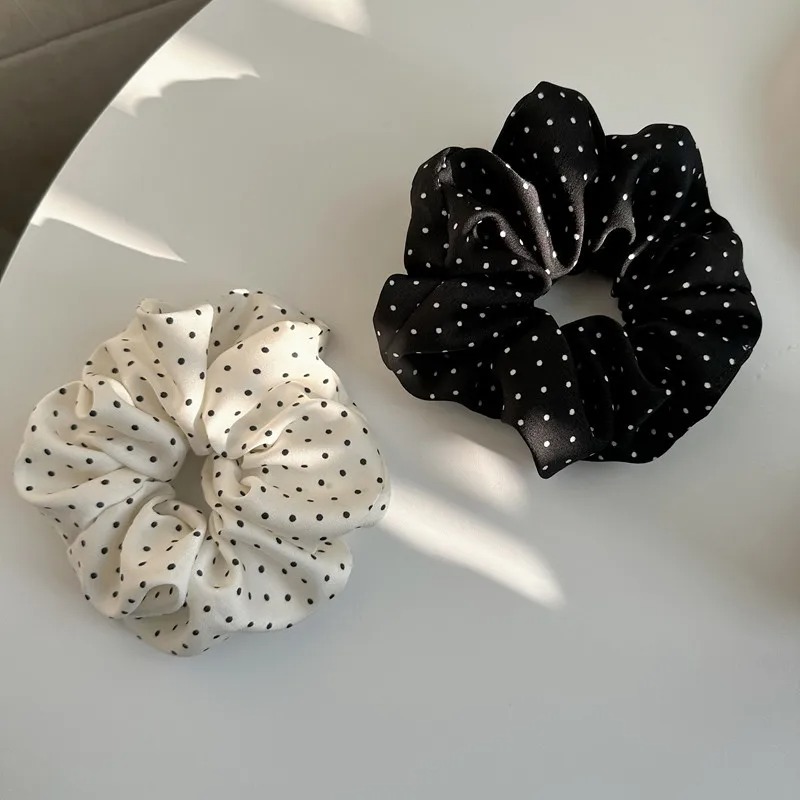 Silk Tie Woven - 2 個のエレガントなミニマリストヘアシュシュ女性用シルクシミュレーションヘアネクタイウェーブポイント弾性ヘアループポニーテールアクセサリー