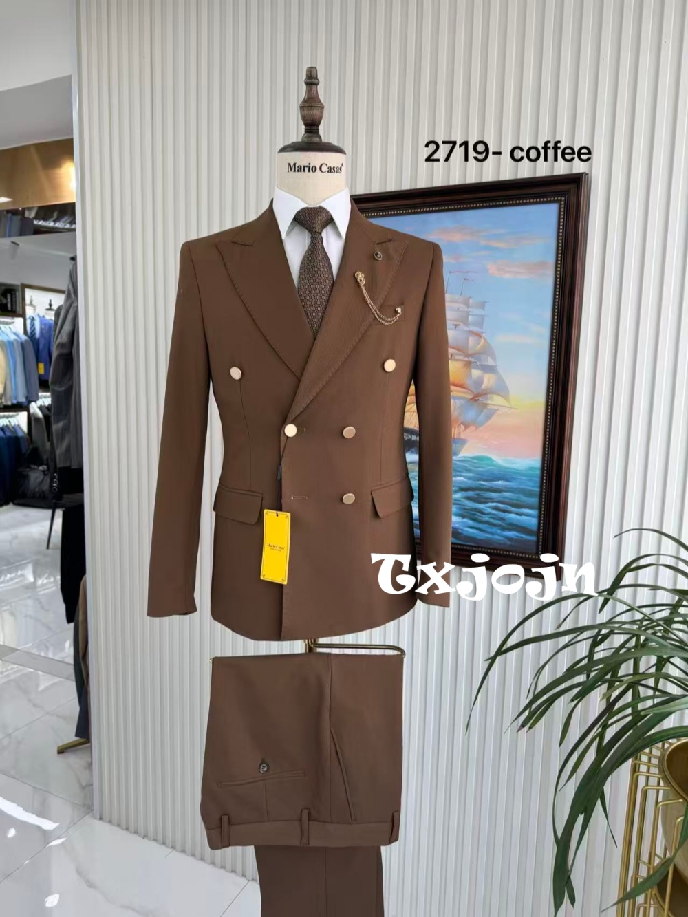 Men'S Formal Wear For Engagement - 高級エレガントメンズスーツ2ピース婚約パーティー用ダブルブレストメンズタキシードウェディンググルームセットハンサムスーツセット