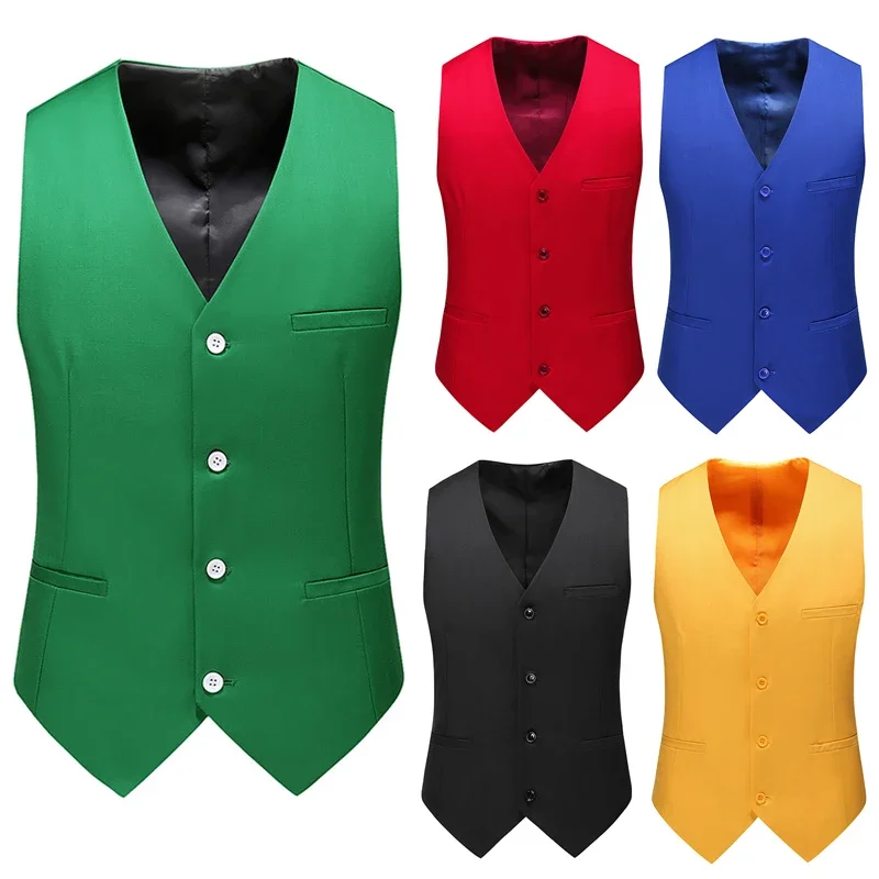 Men Formal Wear Vest - 17 色のブティックファッションカジュアル無地スーツベスト男性スリムフィットノースリーブフォーマルビジネスオフィスチョッキプラスサイズ 6XL-M
