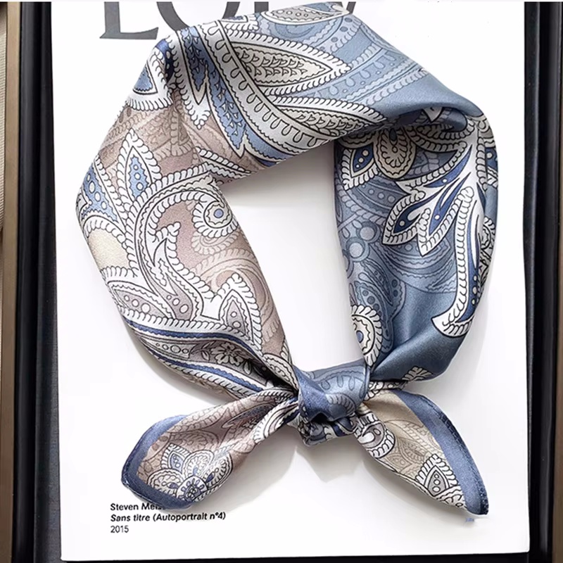 Silk Tie Woven - 女性用70×70cm正方形シルクスカーフ/スカーフ 高級ラップ 2025 ヘアタイ バンド バッグ