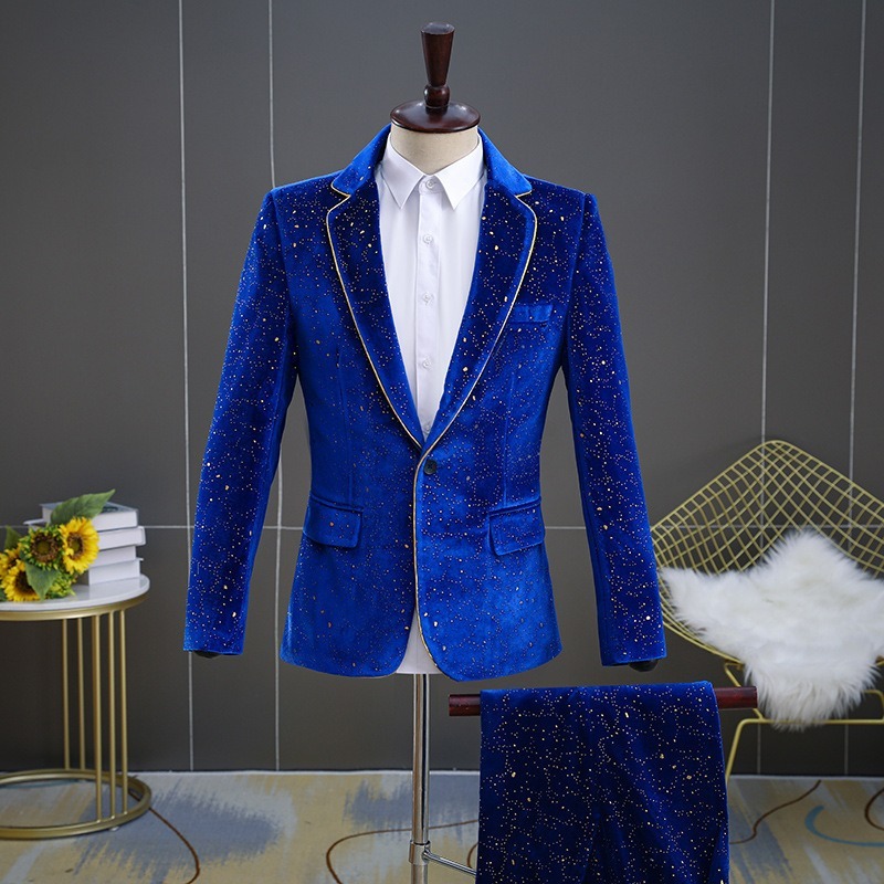 Asian Men Formal Wear - 新作秋冬コレクション：メンズツーピーススーツ 結婚式＆宴会 フォーマルウェア アジアンサイズ コーデュロイ生地 スリムフィット