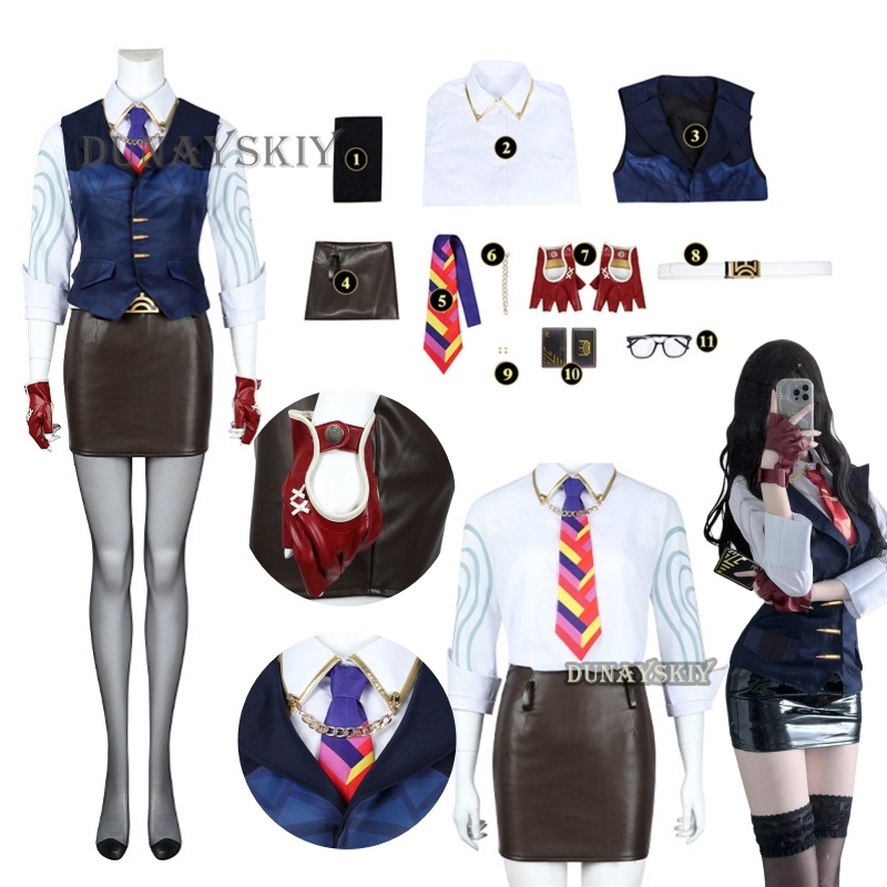 Men Formal Wear Vest - アニメゲーム Valorant チャンバーコスプレ衣装女性ベストシャツスカート衣装アクセサリーフルセット女性のセクシーなドレスコスプレ