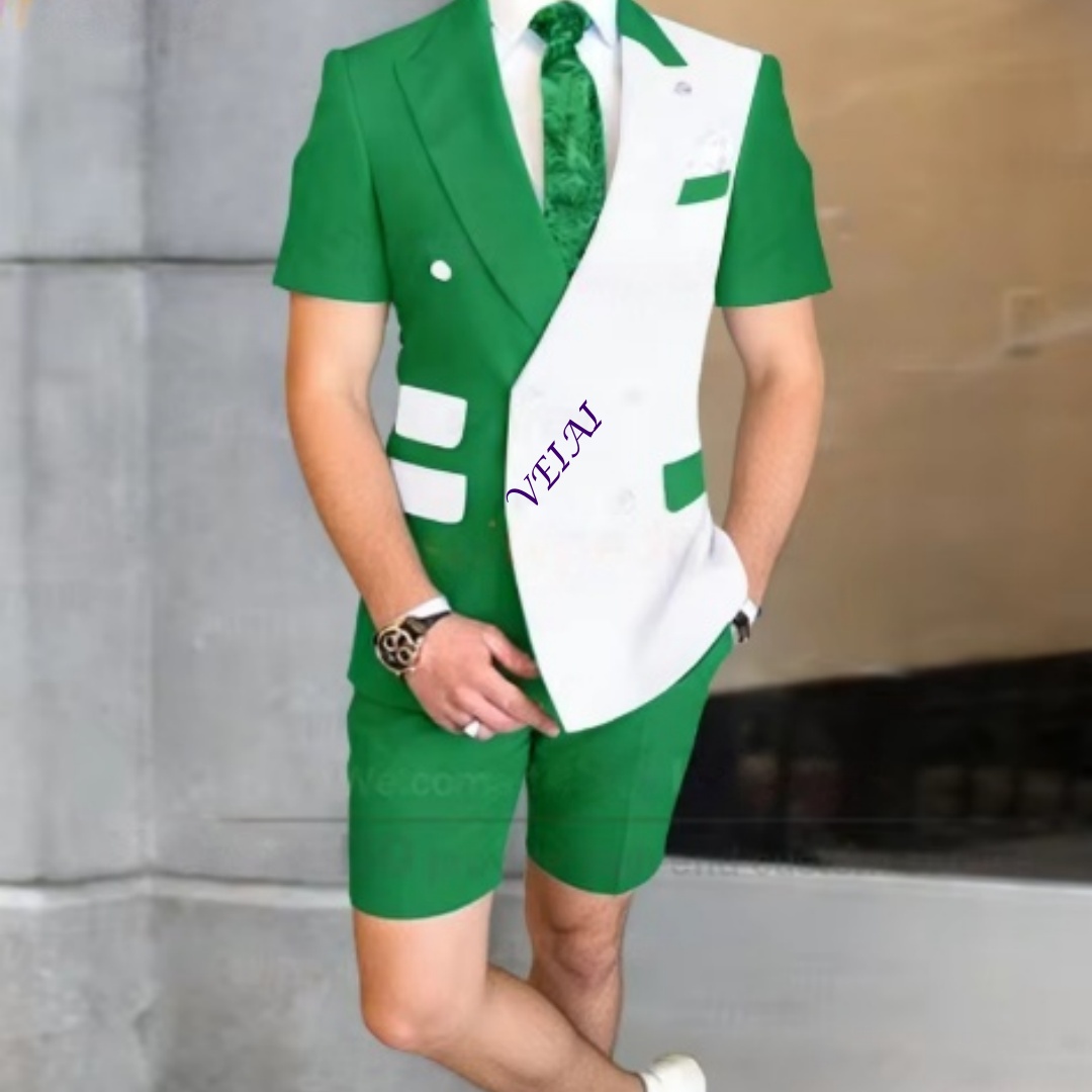 夏用メンズカジュアルスーツ2点セット、半袖とショートパンツ、 - Men Formal Wear For Wedding のレビューと価格