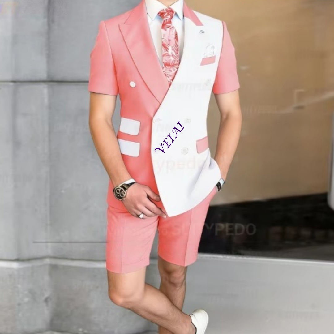 夏用メンズカジュアルスーツ2点セット、半袖とショートパンツ、 - Men Formal Wear For Wedding のレビューと価格