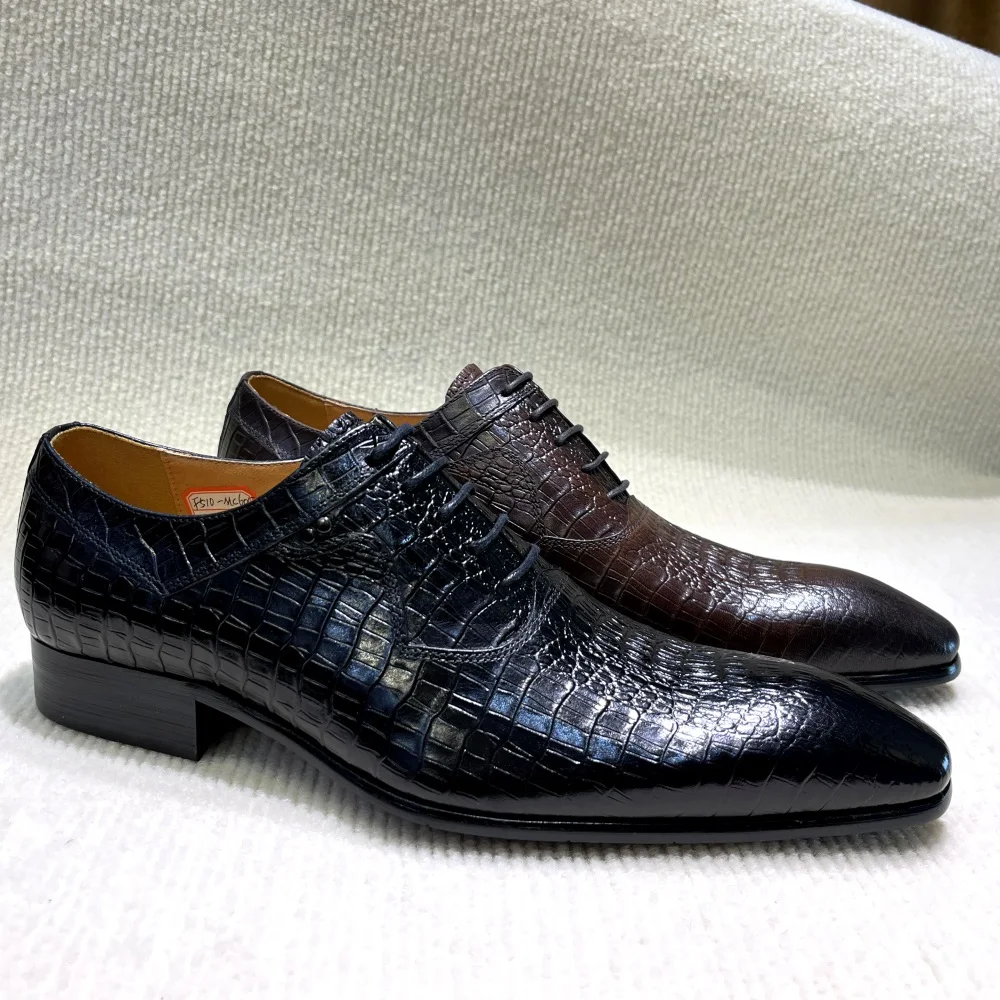 イタリアの高級メンズポインテッドトゥオックスフォードシューズ - Men Formal Wear For Wedding のレビューと価格