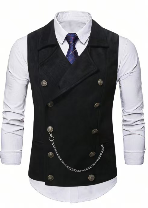 メンズ ダブルブレスト ベスト チェーン付き フォーマル ビ - Men Formal Wear Vest のレビューと価格