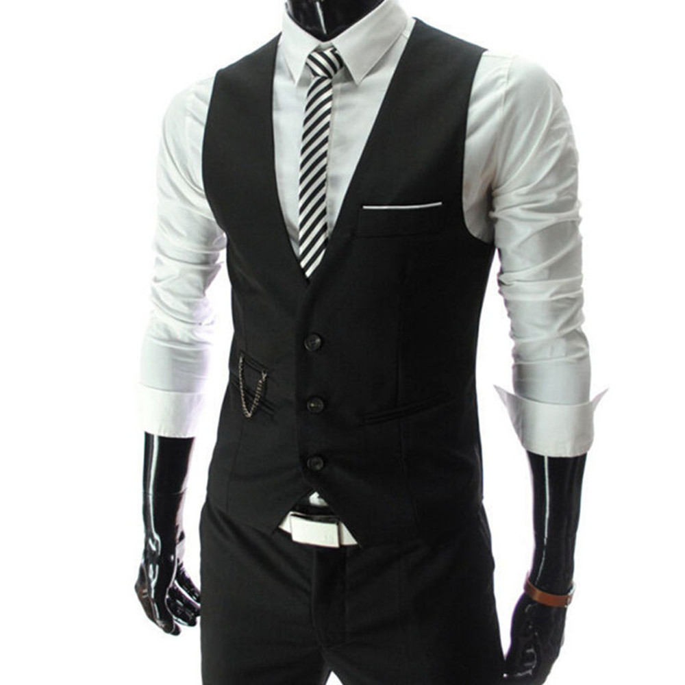 高品質ドレスベスト男性用スリムフィットメンズスーツベスト男性 - Men Formal Wear Vest のレビューと価格