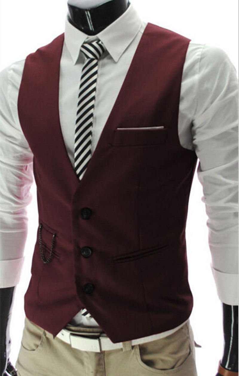 高品質ドレスベスト男性用スリムフィットメンズスーツベスト男性 - Men Formal Wear Vest のレビューと価格