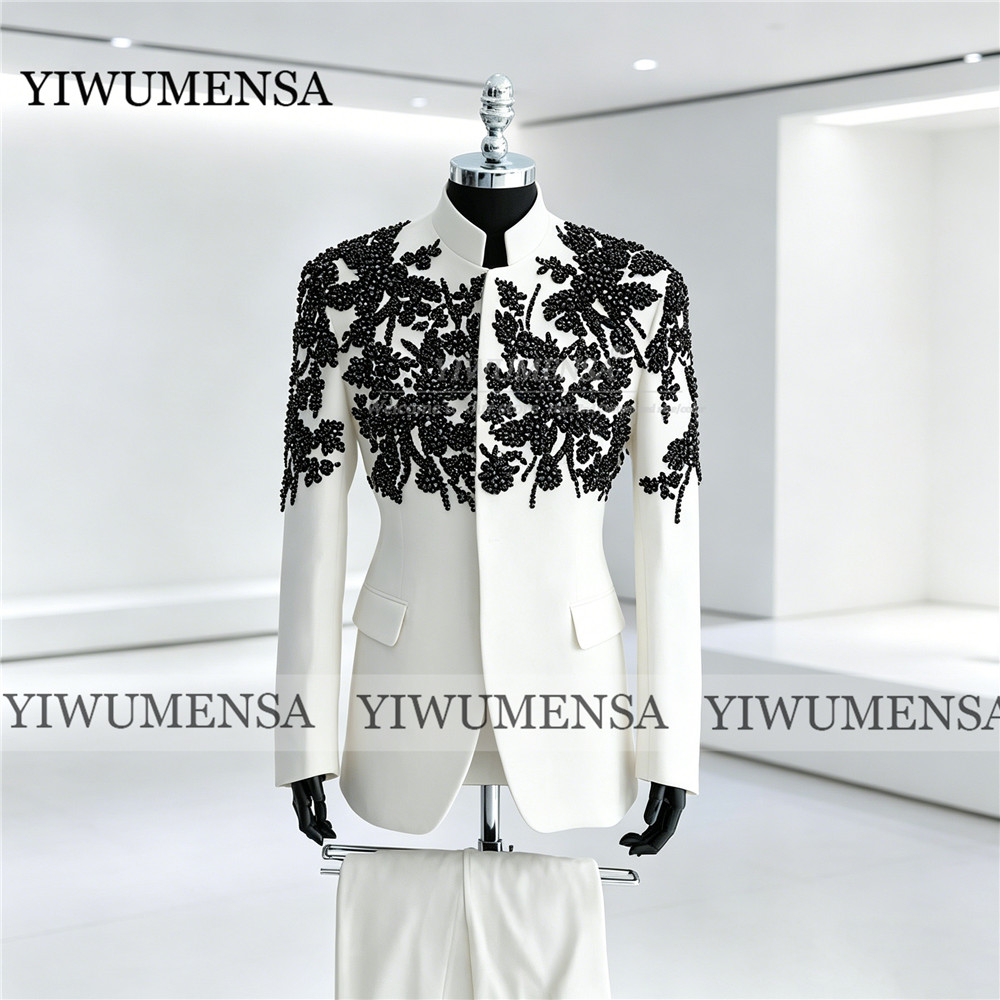 ユニークなスーツ男性用結婚式ビーズストーンアップリケプロムブ - Unique Men'S Formal Wear のレビューと価格