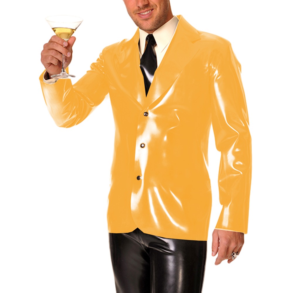 メンズ長袖ビニールPVCレザーラペルカラーコート、ナイトパー - Mens Formal Look のレビューと価格