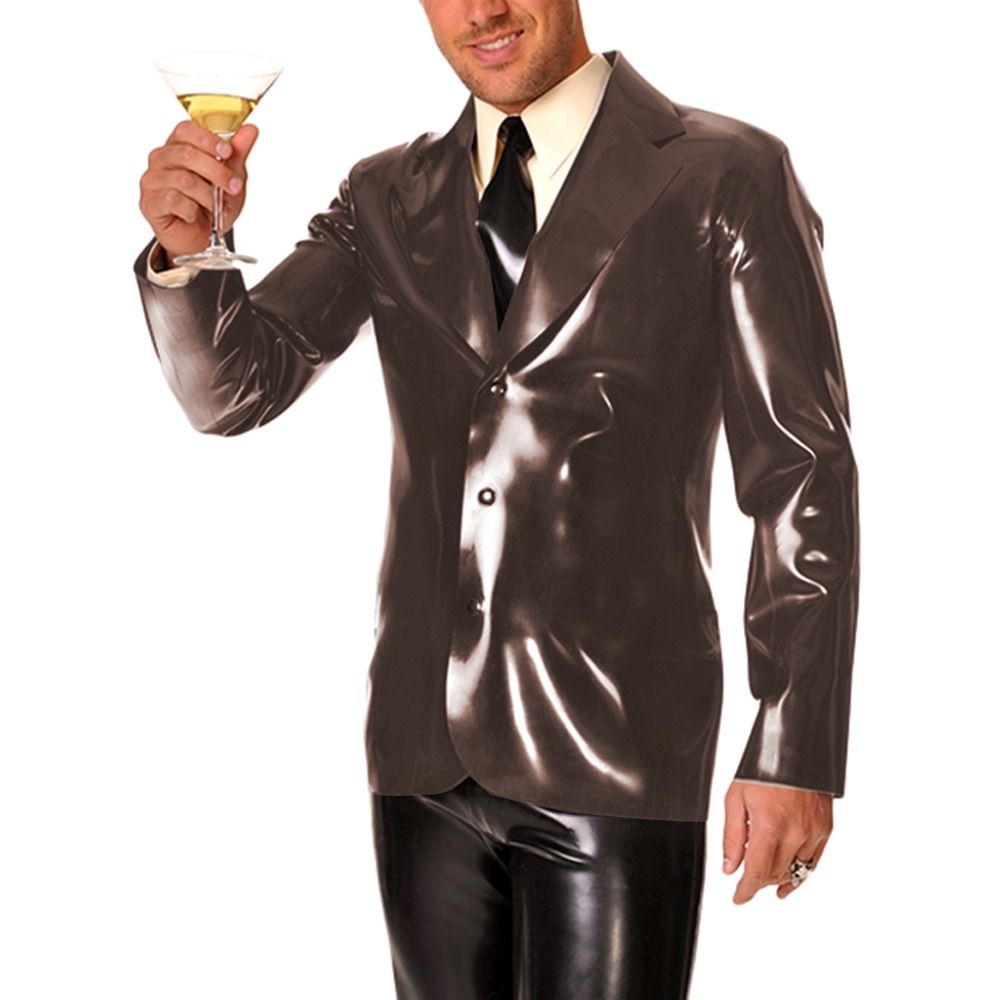 メンズ長袖ビニールPVCレザーラペルカラーコート、ナイトパー - Mens Formal Look のレビューと価格