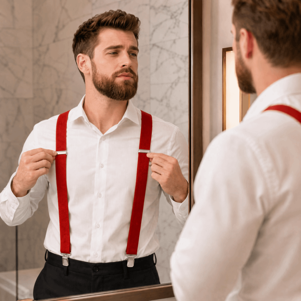 新しい伸縮性のある頑丈なサスペンダー、通気性のある生地、調節 - Suspender Clip Formal のレビューと価格