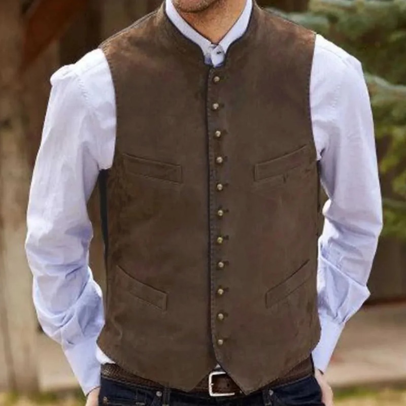 男性ベストコーヒースエードベルベットシングルボタンチョッキ結 - Men Formal Wear Vest のレビューと価格