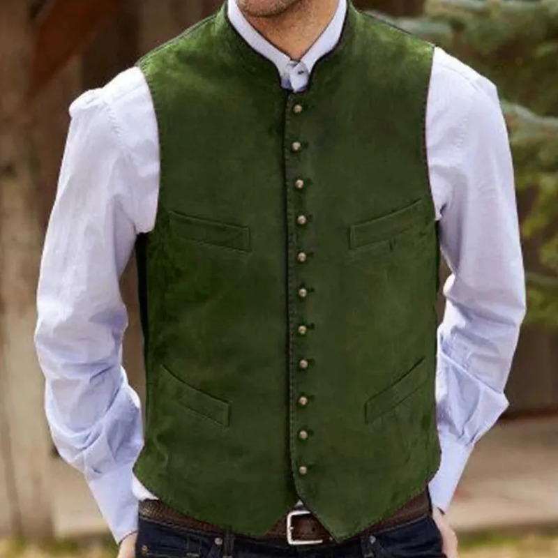 男性ベストコーヒースエードベルベットシングルボタンチョッキ結 - Men Formal Wear Vest のレビューと価格