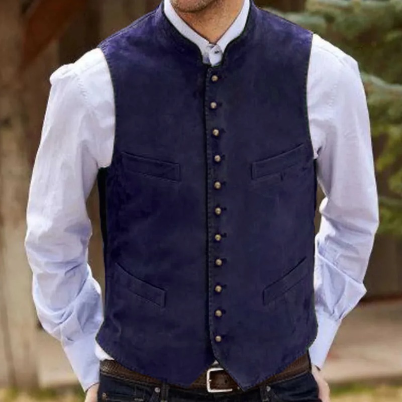 男性ベストコーヒースエードベルベットシングルボタンチョッキ結 - Men Formal Wear Vest のレビューと価格