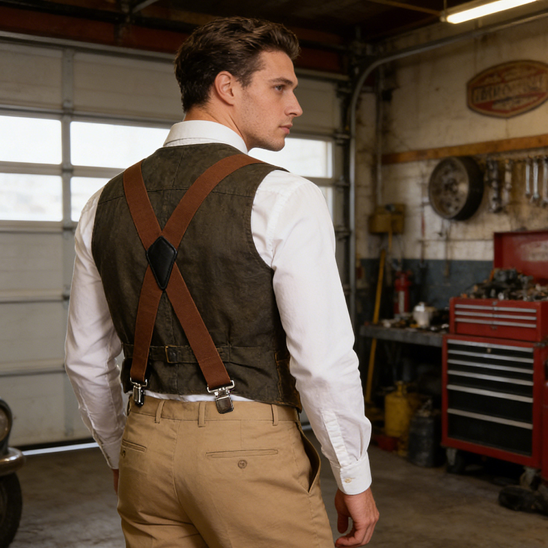 レトロYバックメンズサスペンダー メンズ 5cm幅 4つのプ - Suspender Clip Formal のレビューと価格