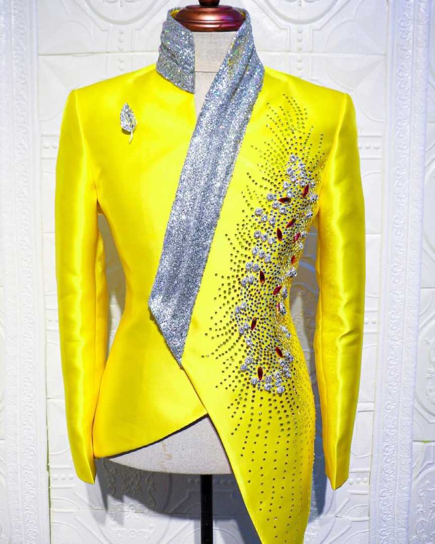 ファッション黄色の結婚式のタキシードユニークな 2 点セット - Unique Men'S Formal Wear のレビューと価格
