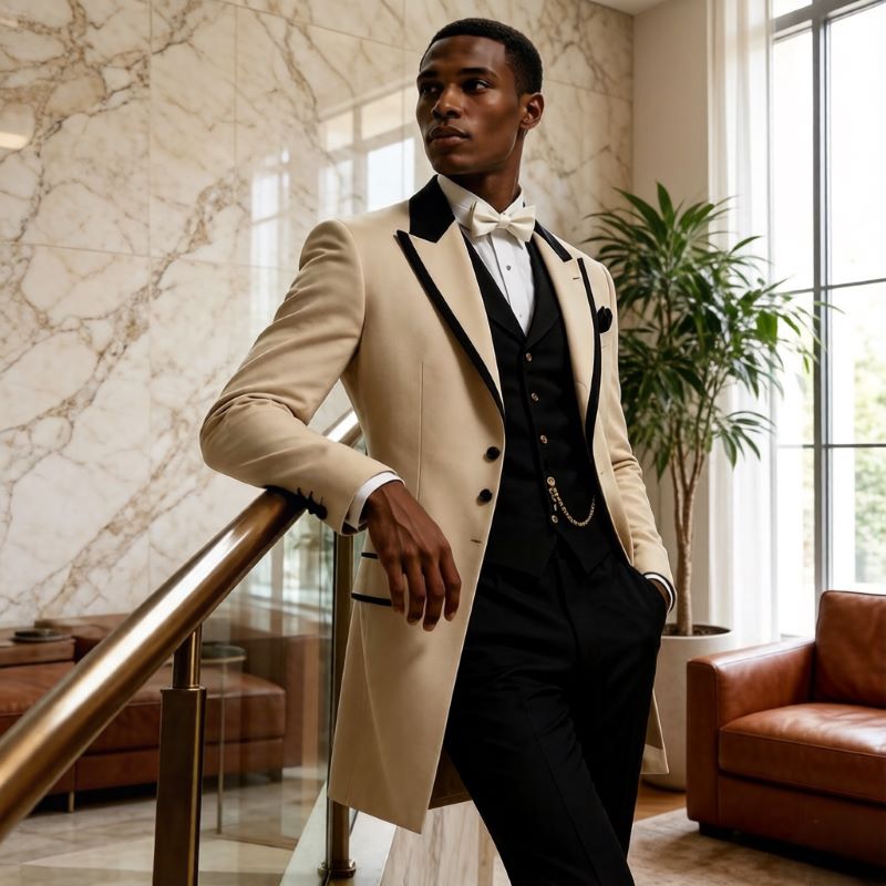 メンズウェディングスーツ3点セット スリムフィット ロング丈 - Men Formal Wear For Wedding のレビューと価格