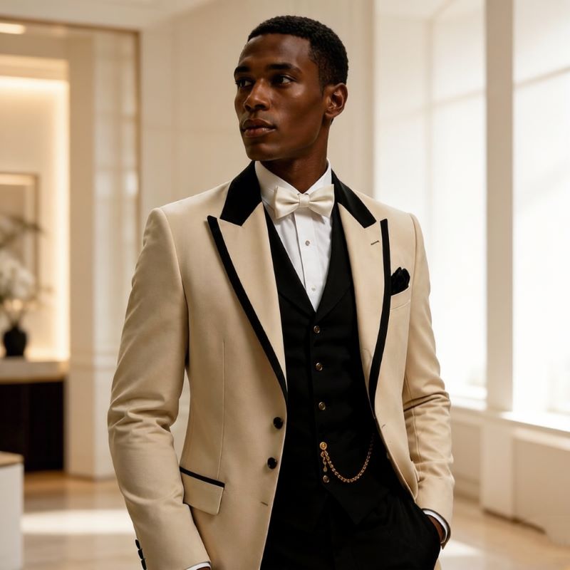 メンズウェディングスーツ3点セット スリムフィット ロング丈 - Men Formal Wear For Wedding のレビューと価格