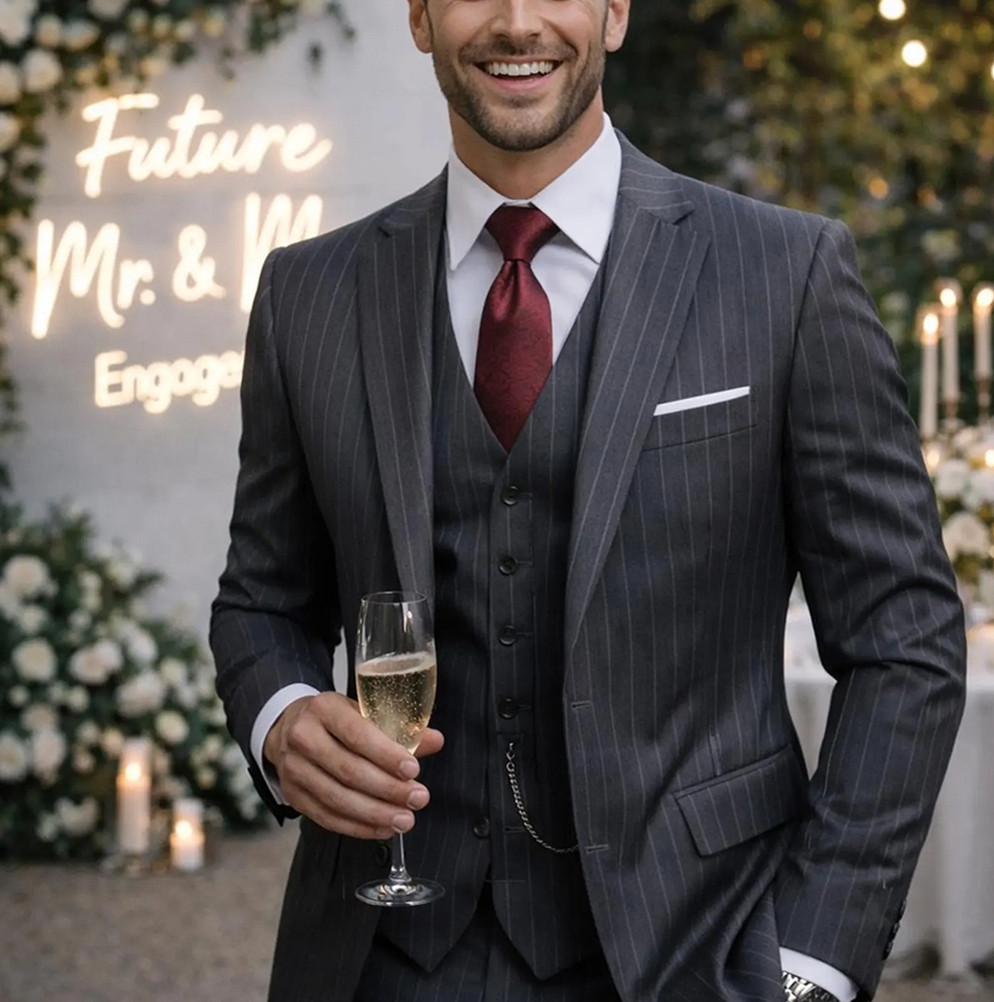 エレガントな3ピースウェディングパーティーウェア新郎スーツ婚 - Men'S Formal Wear For Engagement のレビューと価格