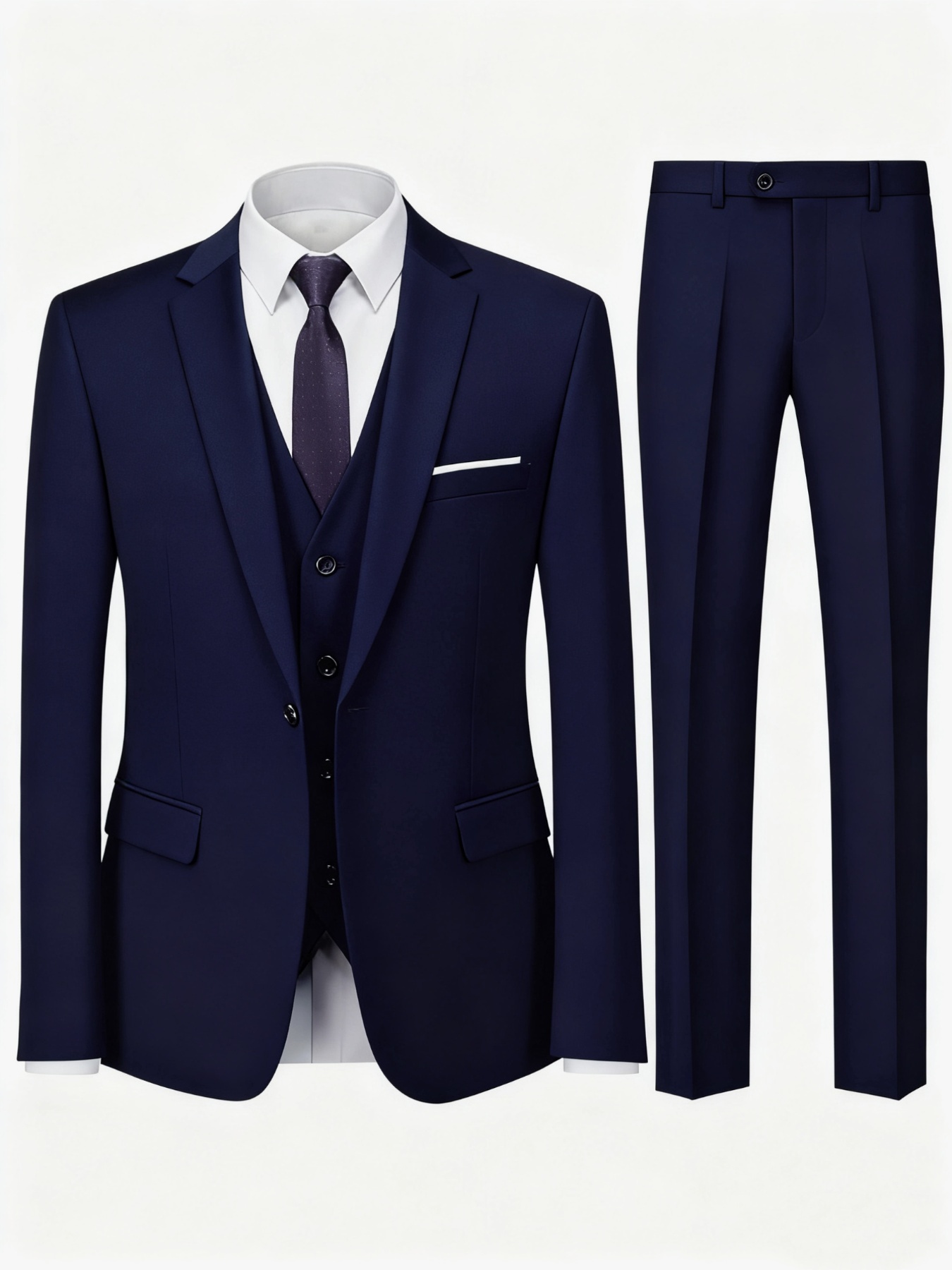 メンズシャープルックスーツ シングルブレスト ソリッド 3ピ - Mens Formal Look のレビューと価格