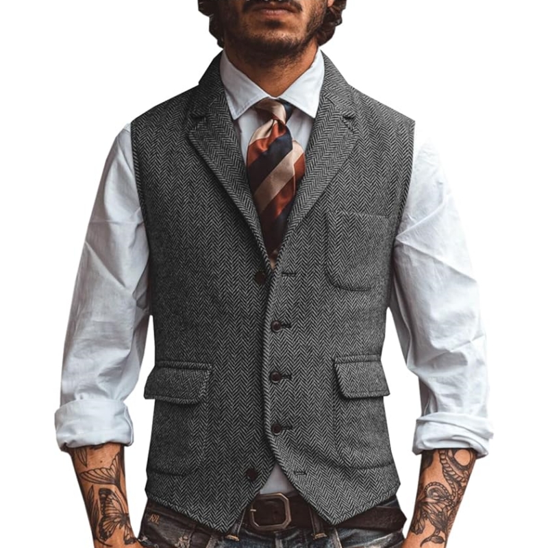 新しい V ネックラペルメンズスーツベストカジュアルクラシッ - Men Formal Wear Vest のレビューと価格