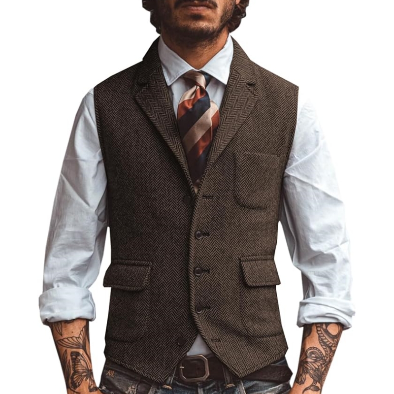 新しい V ネックラペルメンズスーツベストカジュアルクラシッ - Men Formal Wear Vest のレビューと価格