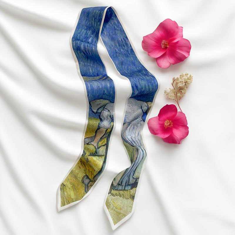 プリントロングヘアバンドスキニーネッカチーフ女性用ヘアスカー - Silk Tie Woven のレビューと価格