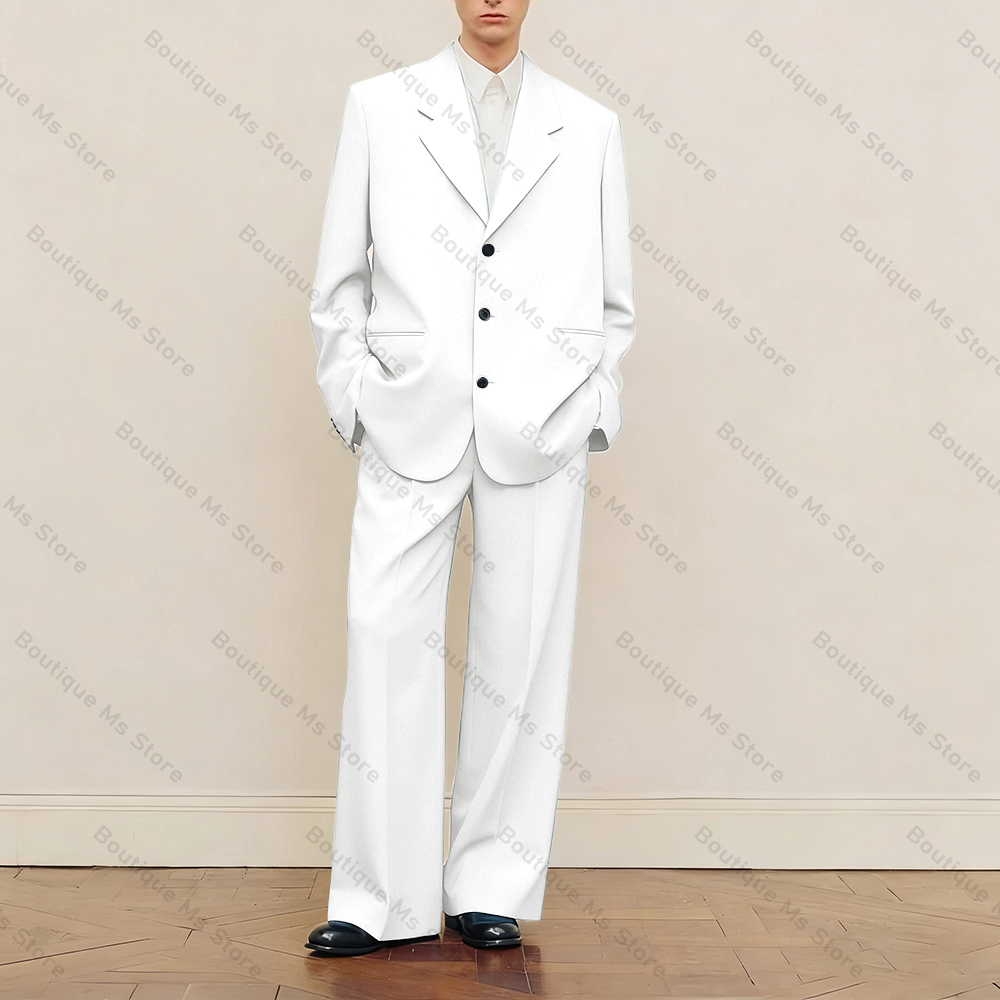 メンズ ブラック オーバーサイズ スーツセット シングルブレ - Men Formal Wear For Wedding のレビューと価格