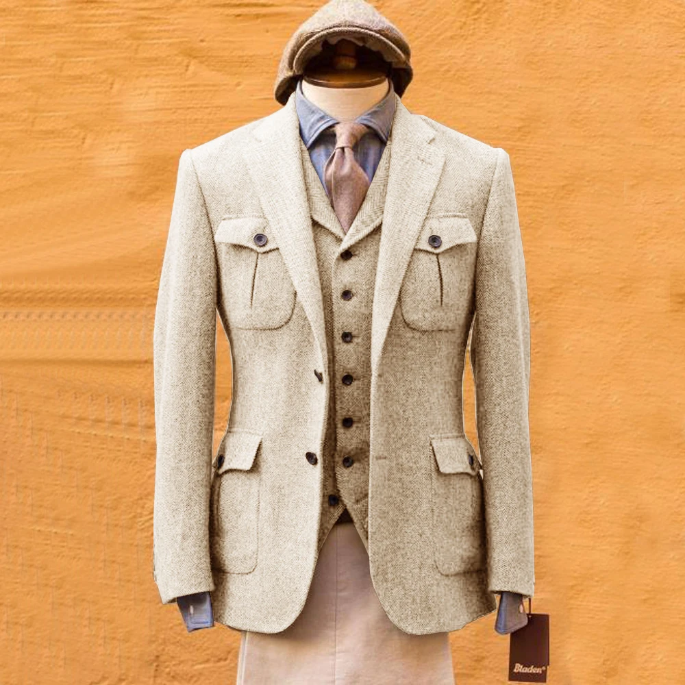 メンズスーツ ヘリンボーン柄 フォーマルスーツ ウェディング - Mens Formal Look のレビューと価格