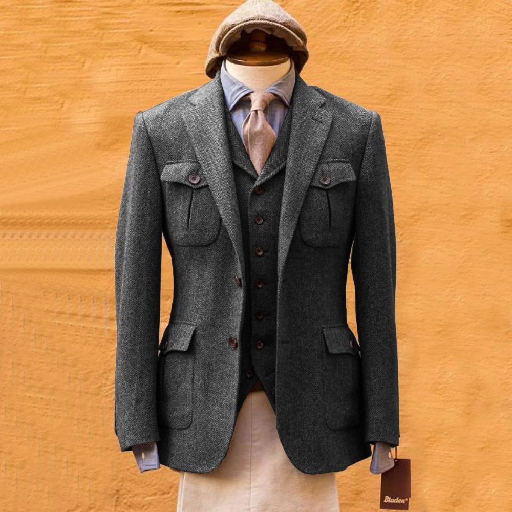メンズスーツ ヘリンボーン柄 フォーマルスーツ ウェディング - Mens Formal Look のレビューと価格