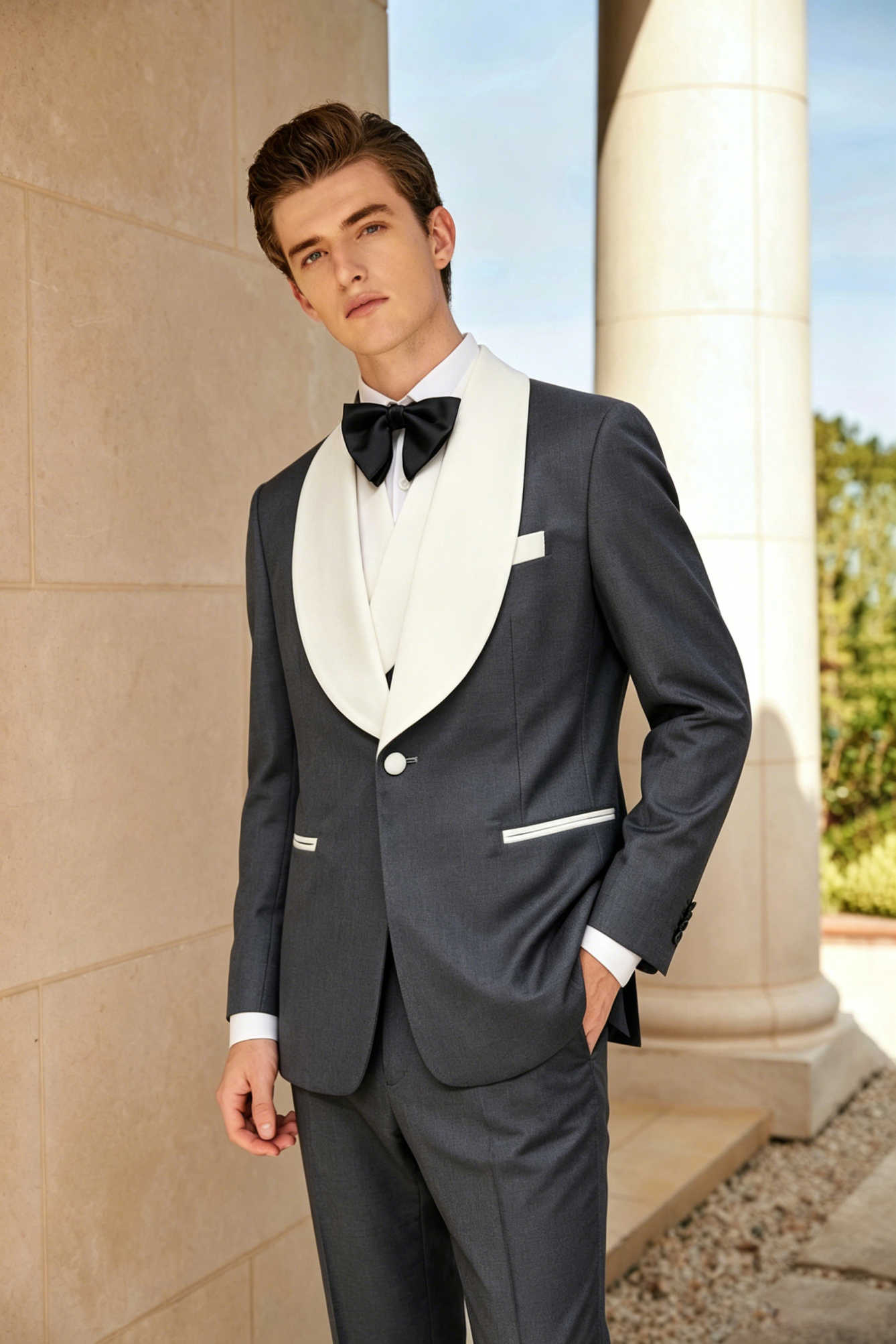 ハンサムなタキシード男性スーツショールラペルワンボタン婚約ジ - Men'S Formal Wear For Engagement のレビューと価格