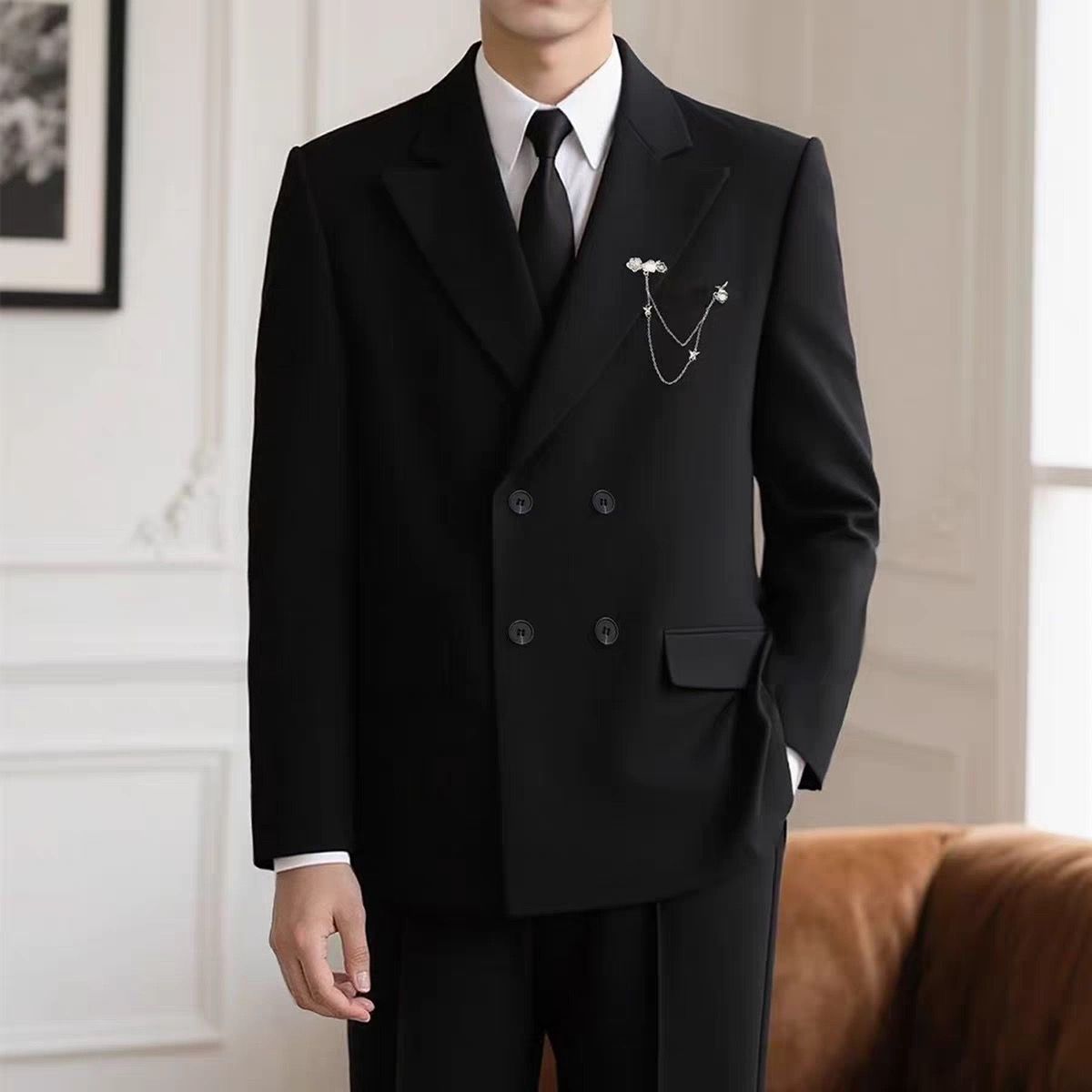 メンズカジュアルダブルブレストウェディングエンゲージメントス - Men'S Formal Wear For Engagement のレビューと価格